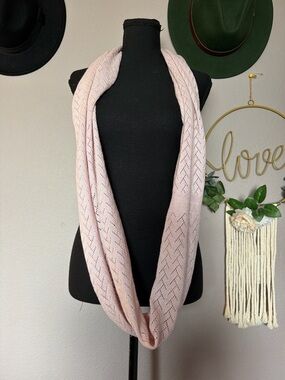 Soft Pink Knit Infinity Scarf - Lightweight Women’s Accessory